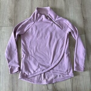 Athleta Sweater Womens Small Pink Asymmetrical Wrap‎ Fleece Quarter Zip Pullover